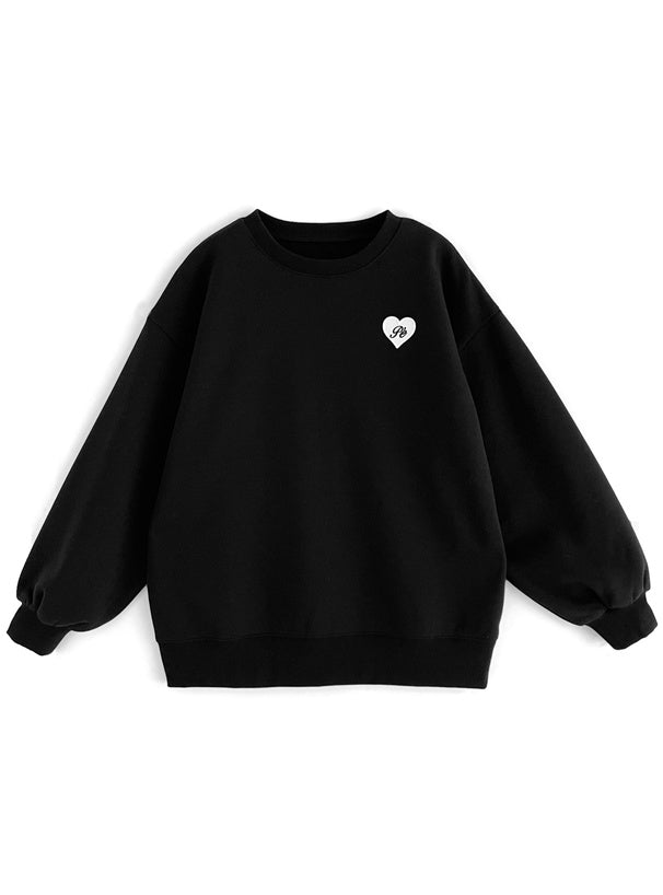 Heart Patch Brushed-Back Sweatshirt Tunic 心形貼布刷毛長版衛衣 [pm358] 4