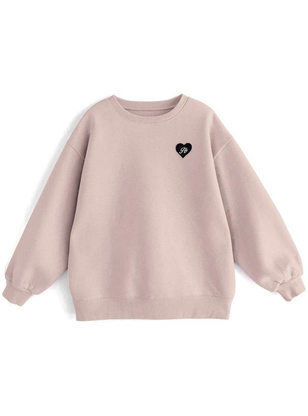 Heart Patch Brushed-Back Sweatshirt Tunic 心形貼布刷毛長版衛衣 [pm358] 5