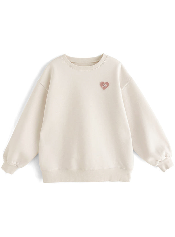 Heart Patch Brushed-Back Sweatshirt Tunic 心形貼布刷毛長版衛衣 [pm358] 6