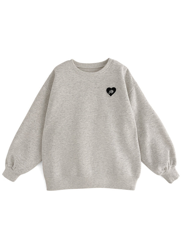 Heart Patch Brushed-Back Sweatshirt Tunic 心形貼布刷毛長版衛衣 [pm358] 7