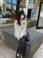 Heart Patch Brushed-Back Sweatshirt Tunic 心形貼布刷毛長版衛衣 [pm358] 9