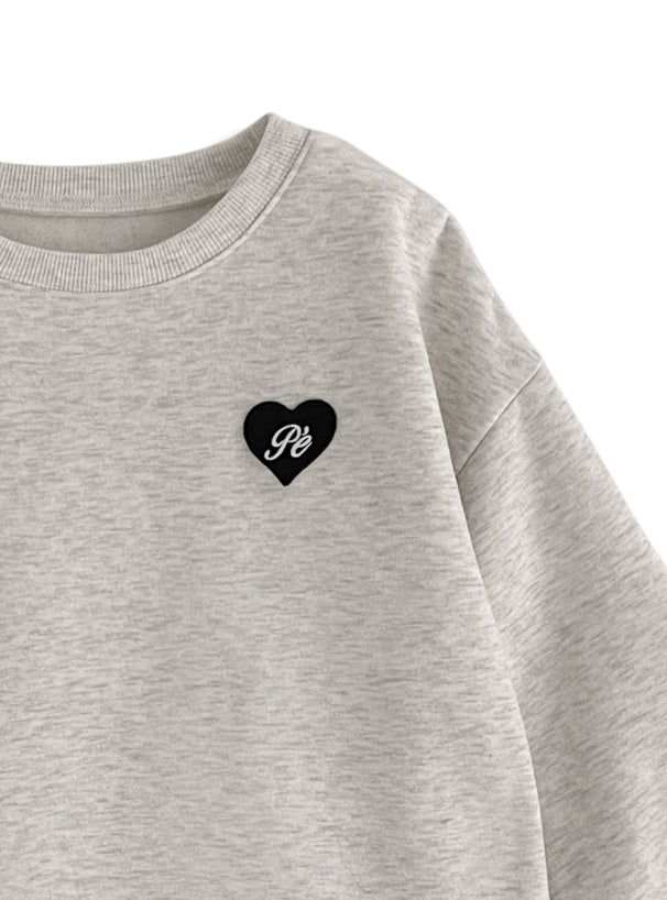 Heart Patch Brushed-Back Sweatshirt Tunic 心形貼布刷毛長版衛衣 [pm358] 14