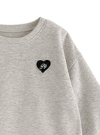 Heart Patch Brushed-Back Sweatshirt Tunic 心形貼布刷毛長版衛衣 [pm358] 14