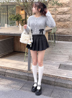 Shaggy Knit Ribbon Cropped Cardigan 毛絨針織緞帶短版開襟衫 [pm415] 11