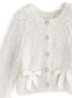 Shaggy Knit Ribbon Cropped Cardigan 毛絨針織緞帶短版開襟衫 [pm415] 16