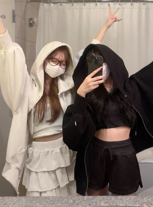 Oversized Fleece-Lined Zip Hoodie 內裡刷毛超大版拉鍊連帽衫 [pm619a] 3