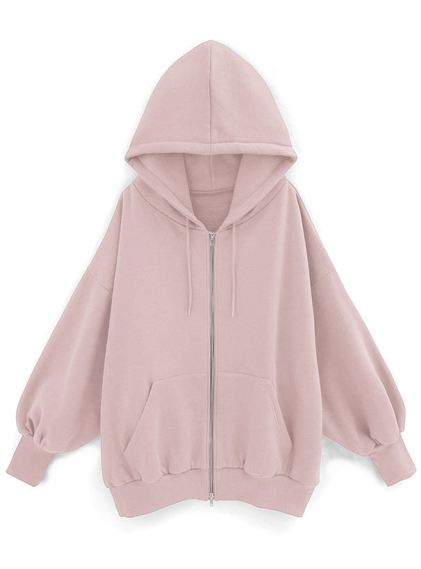 Oversized Fleece-Lined Zip Hoodie 內裡刷毛超大版拉鍊連帽衫 [pm619a] 5