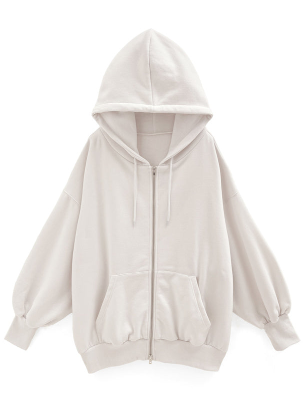 Oversized Fleece-Lined Zip Hoodie 內裡刷毛超大版拉鍊連帽衫 [pm619a] 7