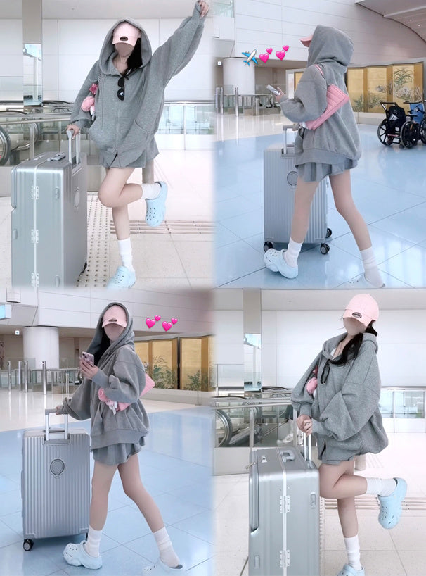 Oversized Fleece-Lined Zip Hoodie 內裡刷毛超大版拉鍊連帽衫 [pm619a] 9