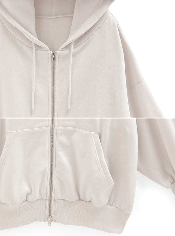Oversized Fleece-Lined Zip Hoodie 內裡刷毛超大版拉鍊連帽衫 [pm619a] 16