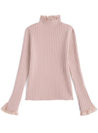 Lace High Neck Rib Knit Top 蕾絲高領羅紋針織上衣 [th008] — 5