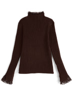 Lace High Neck Rib Knit Top 蕾絲高領羅紋針織上衣 [th008] — 6