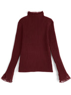 Lace High Neck Rib Knit Top 蕾絲高領羅紋針織上衣 [th008] — 7