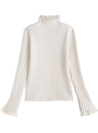 Lace High Neck Rib Knit Top 蕾絲高領羅紋針織上衣 [th008] — 8