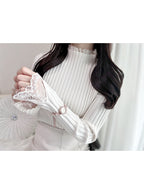 Lace High Neck Rib Knit Top 蕾絲高領羅紋針織上衣 [th008] — 11