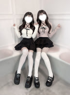 Contrast lace ribbon layered-look knit top 配色蕾絲蝴蝶結假兩件針織上衣 ru1634 2