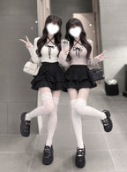 Contrast lace ribbon layered-look knit top 配色蕾絲蝴蝶結假兩件針織上衣 ru1634 6
