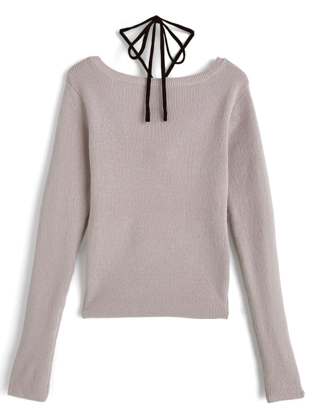 Contrast lace ribbon layered-look knit top 配色蕾絲蝴蝶結假兩件針織上衣 ru1634 11