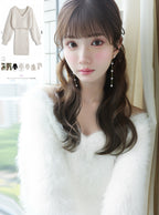 V-Neck Shaggy Knit Mini Dress V領長毛感針織迷你連身裙 [ru1852] - image 1