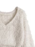V-Neck Shaggy Knit Mini Dress V領長毛感針織迷你連身裙 [ru1852] - image 8