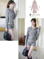 Lace Trim Hoodie & Shorts Set 蕾絲滾邊連帽外套與短褲套裝 — image 2