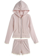 Lace Trim Hoodie & Shorts Set 蕾絲滾邊連帽外套與短褲套裝 — image 5