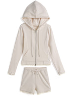 Lace Trim Hoodie & Shorts Set 蕾絲滾邊連帽外套與短褲套裝 — image 7