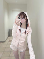Lace Trim Hoodie & Shorts Set 蕾絲滾邊連帽外套與短褲套裝 — image 11