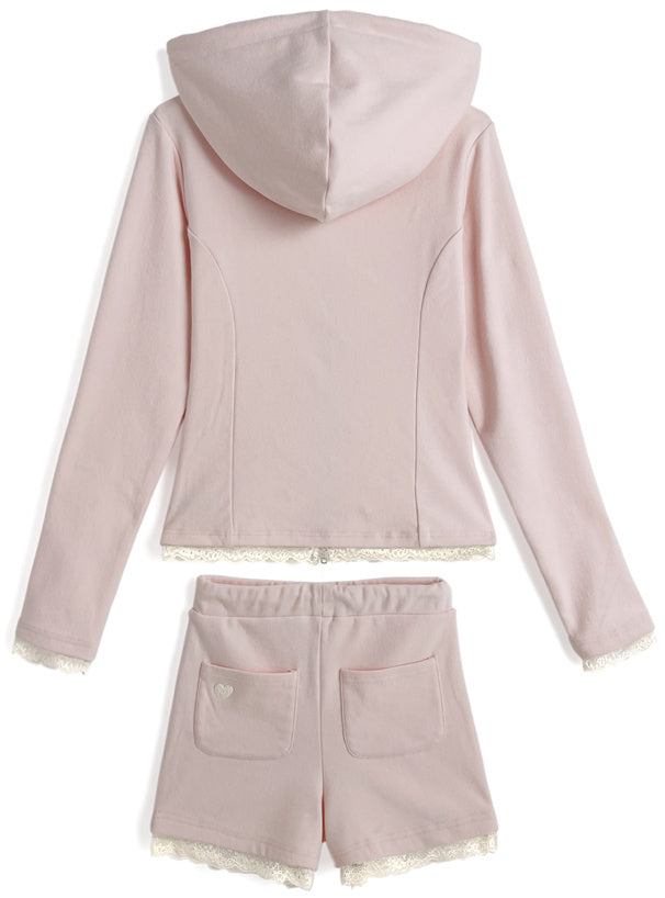 Lace Trim Hoodie & Shorts Set 蕾絲滾邊連帽外套與短褲套裝 — image 13