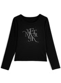 Rhinestone Logo Long Sleeve T-Shirt 水鑽標誌長袖T恤 [ru2124] - 4
