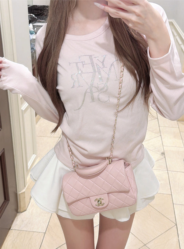 Rhinestone Logo Long Sleeve T-Shirt 水鑽標誌長袖T恤 [ru2124] - 7
