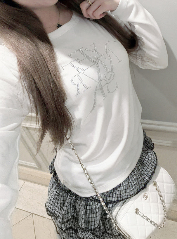 Rhinestone Logo Long Sleeve T-Shirt 水鑽標誌長袖T恤 [ru2124] - 8