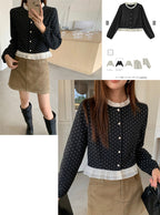 Polka Dot Ruffle Cardigan 波點荷葉邊開襟衫 [sd325] — image 1