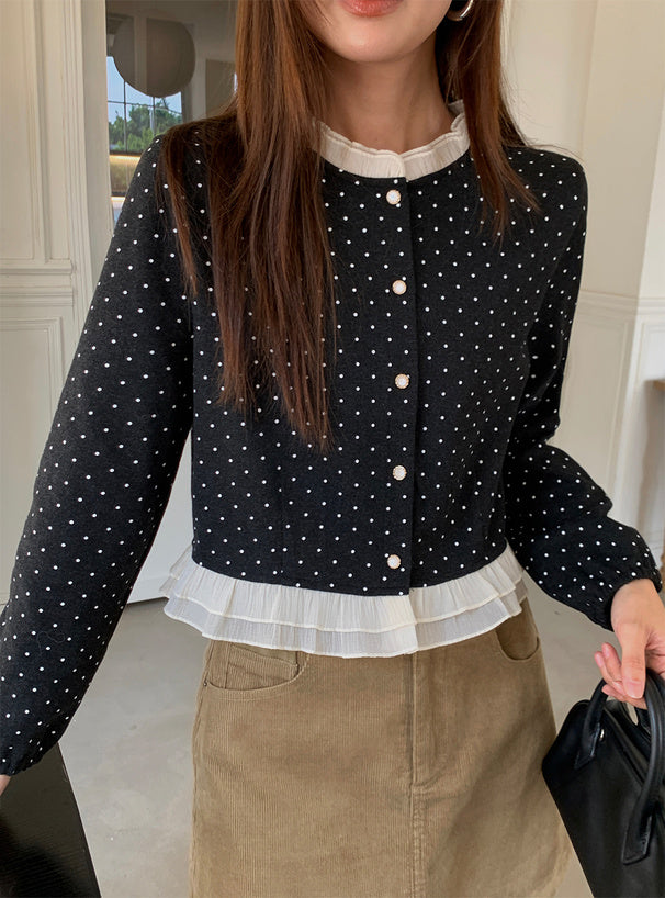 Polka Dot Ruffle Cardigan 波點荷葉邊開襟衫 [sd325] — image 3