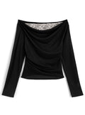 GRL sm492 lace-layered look drape top 蕾絲假兩件垂墜上衣 — photo 4
