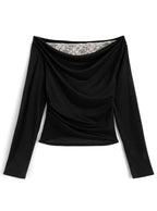GRL sm492 lace-layered look drape top 蕾絲假兩件垂墜上衣 — photo 4