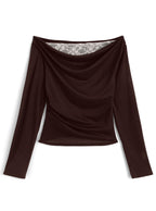 GRL sm492 lace-layered look drape top 蕾絲假兩件垂墜上衣 — photo 5