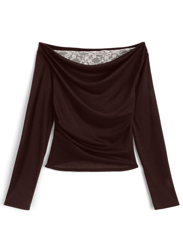 GRL sm492 lace-layered look drape top 蕾絲假兩件垂墜上衣 — photo 5
