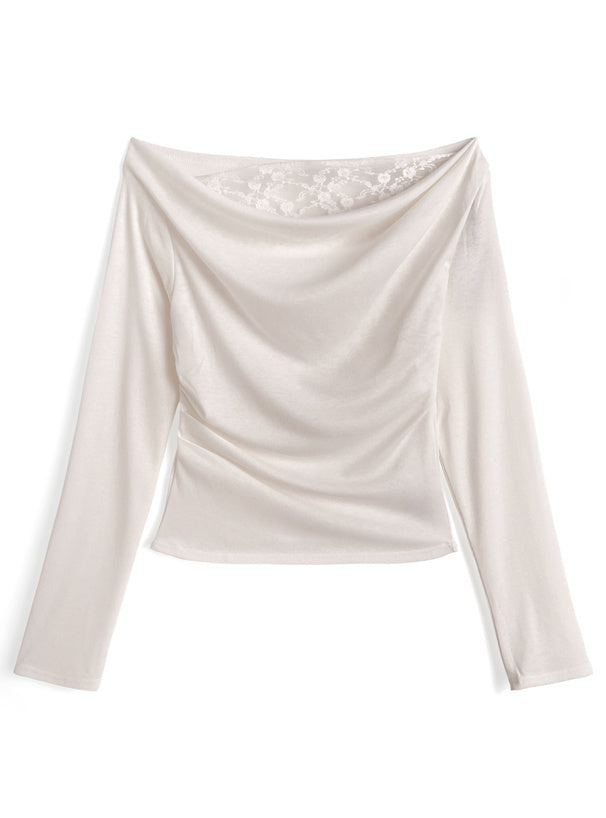 GRL sm492 lace-layered look drape top 蕾絲假兩件垂墜上衣 — photo 6