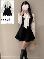 Bow Tie Belted Contrast Mini Dress 蝴蝶結腰帶撞色迷你連身裙 tg1017 — 1