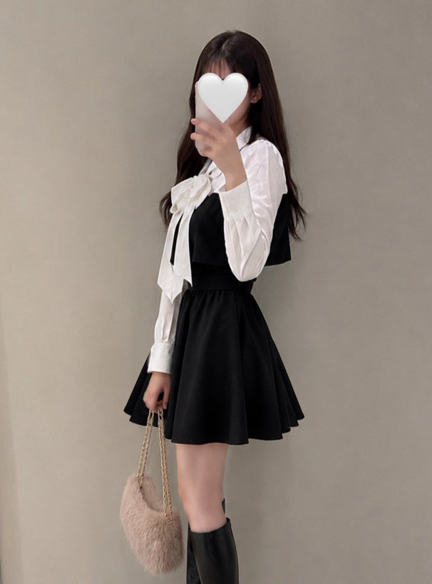 Bow Tie Belted Contrast Mini Dress 蝴蝶結腰帶撞色迷你連身裙 tg1017 — 2