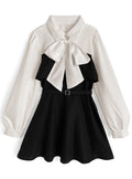 Bow Tie Belted Contrast Mini Dress 蝴蝶結腰帶撞色迷你連身裙 tg1017 — 4