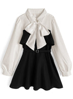 Bow Tie Belted Contrast Mini Dress 蝴蝶結腰帶撞色迷你連身裙 tg1017 — 4