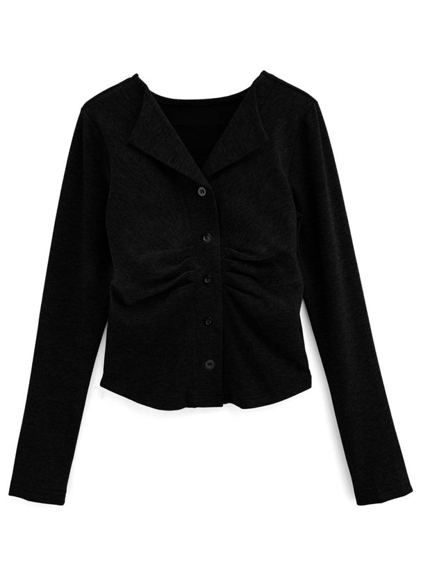 GRL th009 open-collar front-gathered top 4