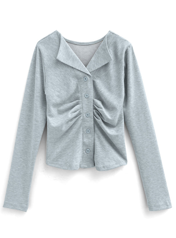 GRL th009 open-collar front-gathered top 5