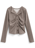 GRL th009 open-collar front-gathered top 6