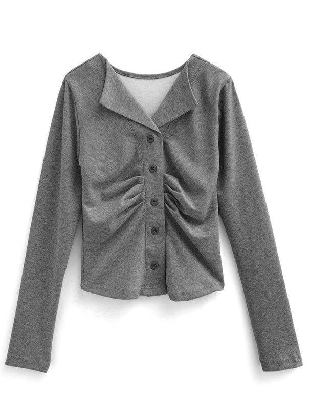 GRL th009 open-collar front-gathered top 7
