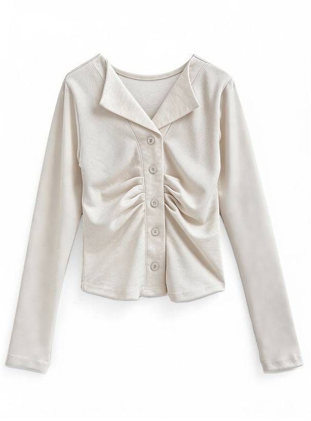 GRL th009 open-collar front-gathered top 8