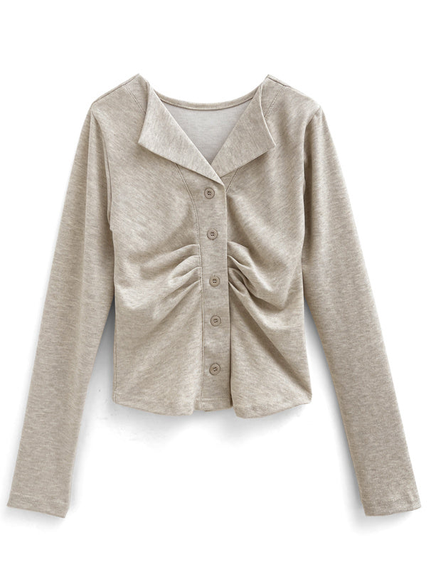 GRL th009 open-collar front-gathered top 9