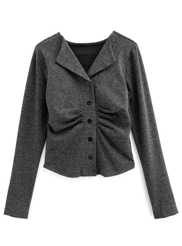 GRL th009 open-collar front-gathered top 10